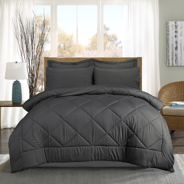 7 Piece Comforter Set - Dark Grey