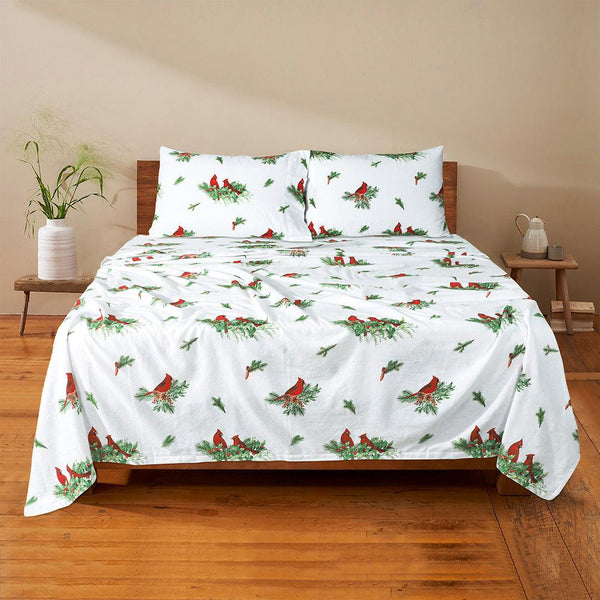 Double Brushed Flannelette SheetsSet With Extra Deep Pocket  Cardinal | 100% Cotton