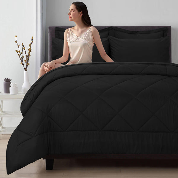 7 Piece Comforter Set - Black