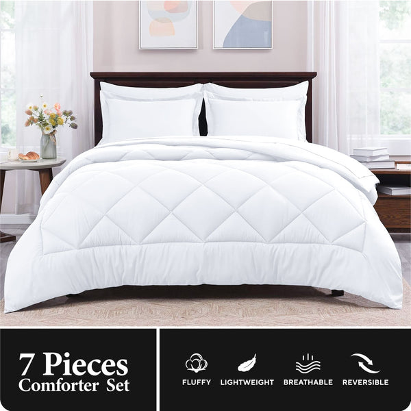 7 Piece Comforter Set - White