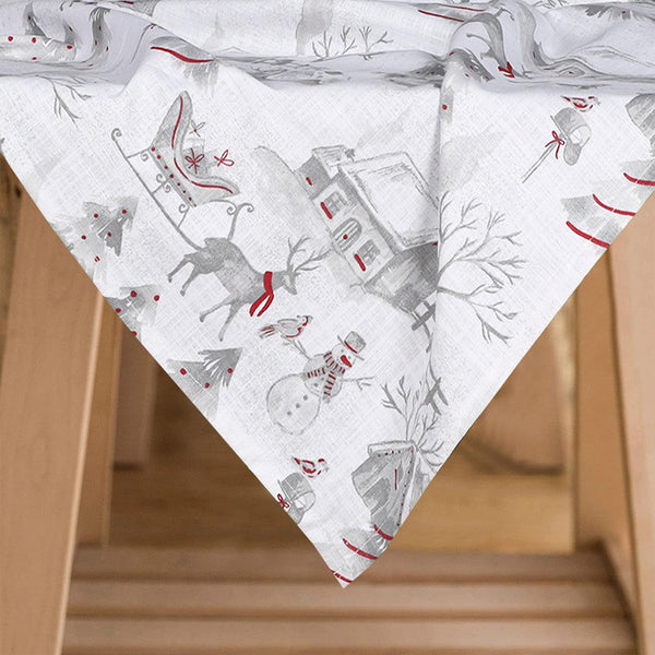 100% Cotton Flannel Printed Rectangular  Tablecloth- SNOWMAN
