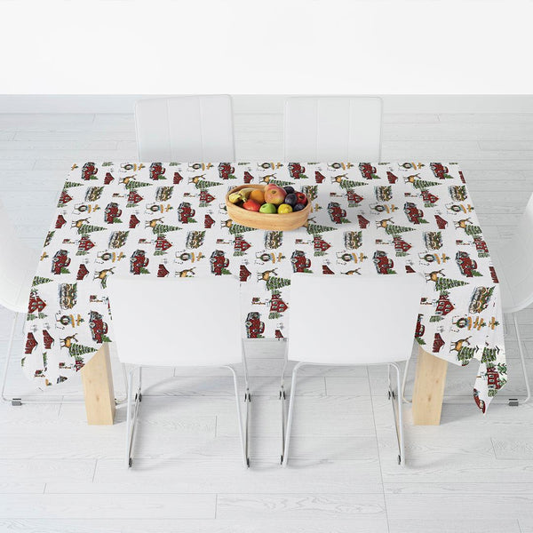 100% Cotton Flannel Printed Rectangular  Tablecloth- CHRISTMAS REINDEER