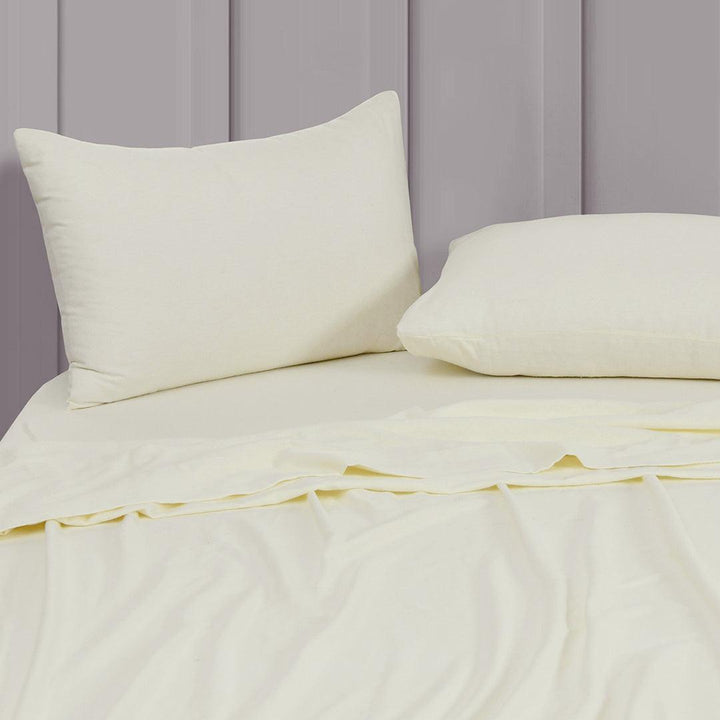 Double Brushed Flannelette Sheets - Cream - Bed, Bed Sheets, Bedroom, flannel sheets, Sheet Set, Sheets